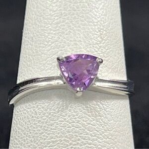 Trillion Cut Amethyst Sterling Silver Ring